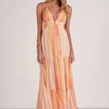 Deep V Neck Stripe Maxi