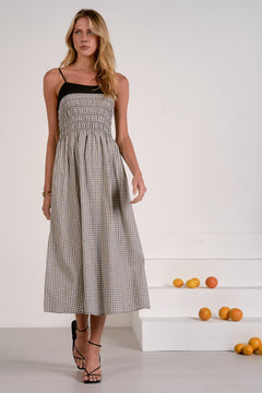 Smocked Gingham Maxi Dress