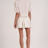 Eyelet Quarter Sleeve Button Down