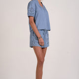 Short Sleeve V Neck Top