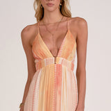 Deep V Neck Stripe Maxi