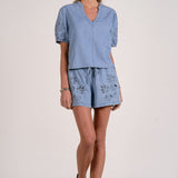 Short Sleeve V Neck Top