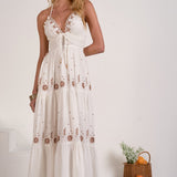 Halter Maxi Dress With Embroidery