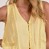 Sleeveless V Neck With Front Buttons