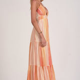 Deep V Neck Stripe Maxi