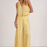 Wide Leg Pant With Crochet Siding