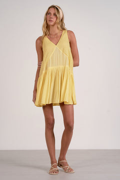 Flowy V Neck Baby Doll Mini Dress