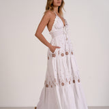 Halter Maxi Dress With Embroidery