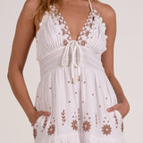Halter Maxi Dress With Embroidery