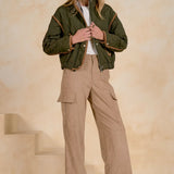 Quilted Jacket With Corduroy Trim