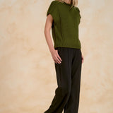 Crew Neck Cap Sleeve Sweater