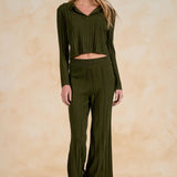 Elastic Wide Leg Ribbed Sweater Pant