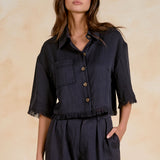 Button Down Fray Top