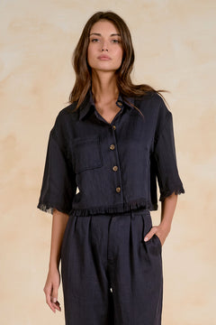 Button Down Fray Top