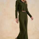 Elastic Wide Leg Ribbed Sweater Pant