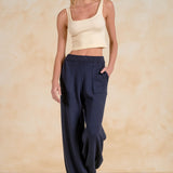 Knit Pant With Pleated Front Pockets