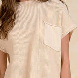 Cap Sleeve Sweater With Pocket