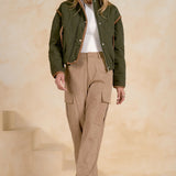 Quilted Jacket With Corduroy Trim