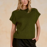 Crew Neck Cap Sleeve Sweater