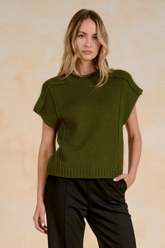 Crew Neck Cap Sleeve Sweater