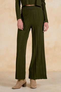 Elastic Wide Leg Ribbed Sweater Pant