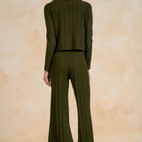 Elastic Wide Leg Ribbed Sweater Pant