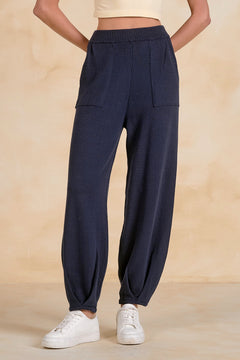 Knit Pant With Pleated Front Pockets