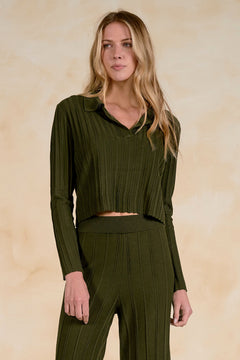 Collared Ribbed Sweater