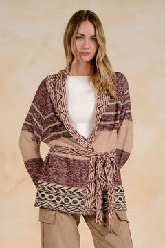 Patterned Wrap Cardigan