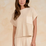 Cap Sleeve Sweater With Pocket