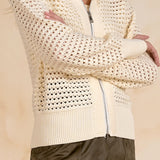 Open Knit Zip Up Cardigan