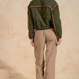 Quilted Jacket With Corduroy Trim