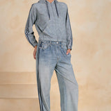Sweatpant Jean With Track Stripe Detail