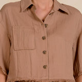Button Down Fray Top