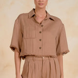 Button Down Fray Top