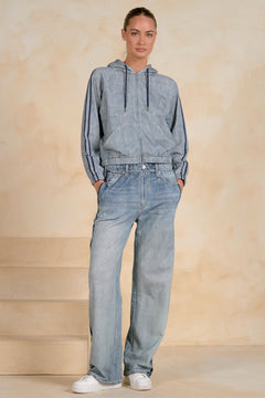 Sweatpant Jean With Track Stripe Detail
