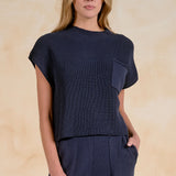 Cap Sleeve Sweater With Pocket