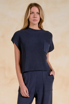 Cap Sleeve Sweater With Pocket