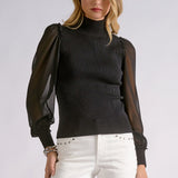 Sweater With Mesh Sleeve