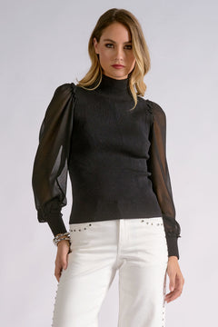 Sweater With Mesh Sleeve