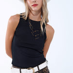 Ribbed Sleeveless Top - Black, Women's Tops Collection