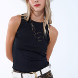 Ribbed Sleeveless Top - Black, Women's Tops Collection