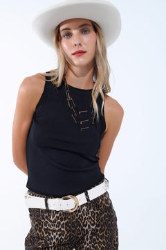 Ribbed Sleeveless Top - Black, Women's Tops Collection