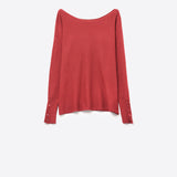 Round Neck Sweater With Button Sleeve Detail - red, womens sweater collection