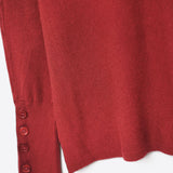 Round Neck Sweater With Button Sleeve Detail - red, womens sweater collection