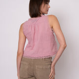 Lace Trim With Delicate Tie Front Top