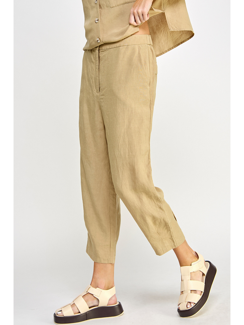 Wide linen crop pant