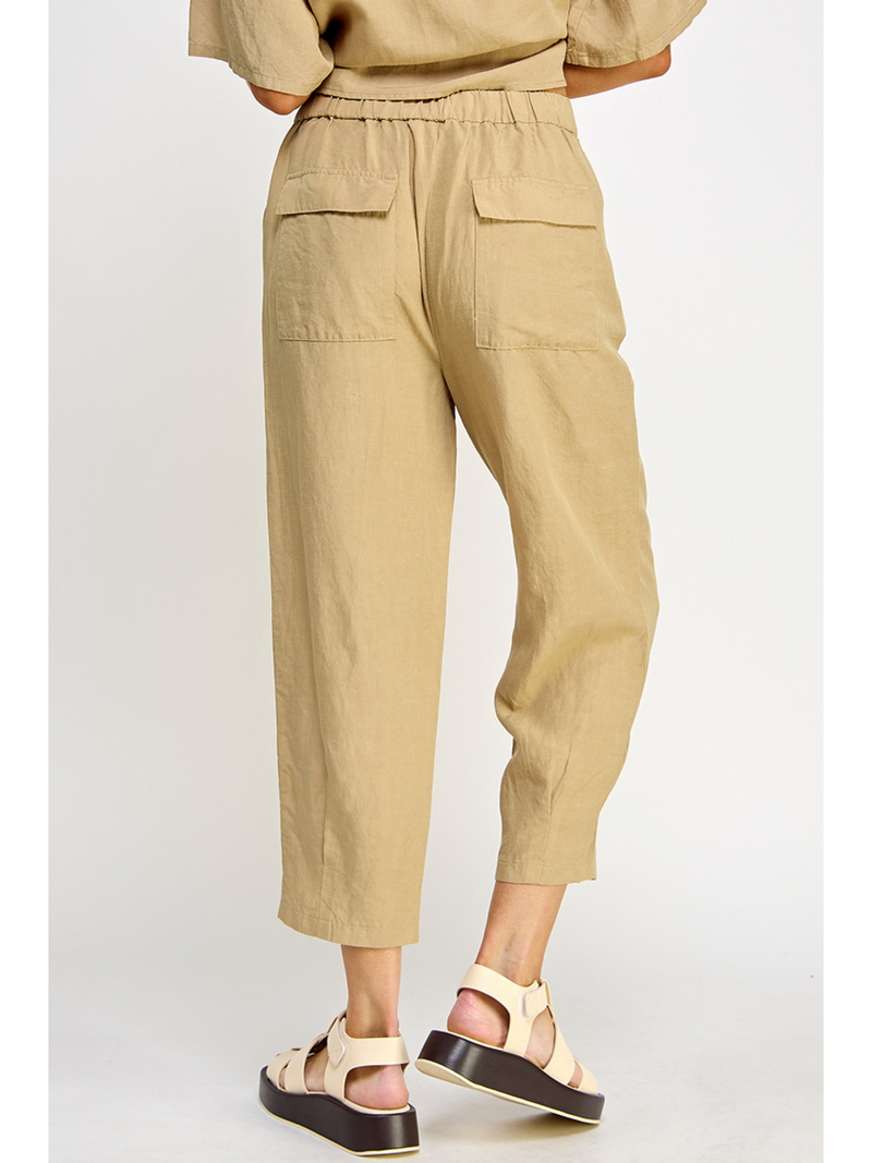 Wide linen crop pant