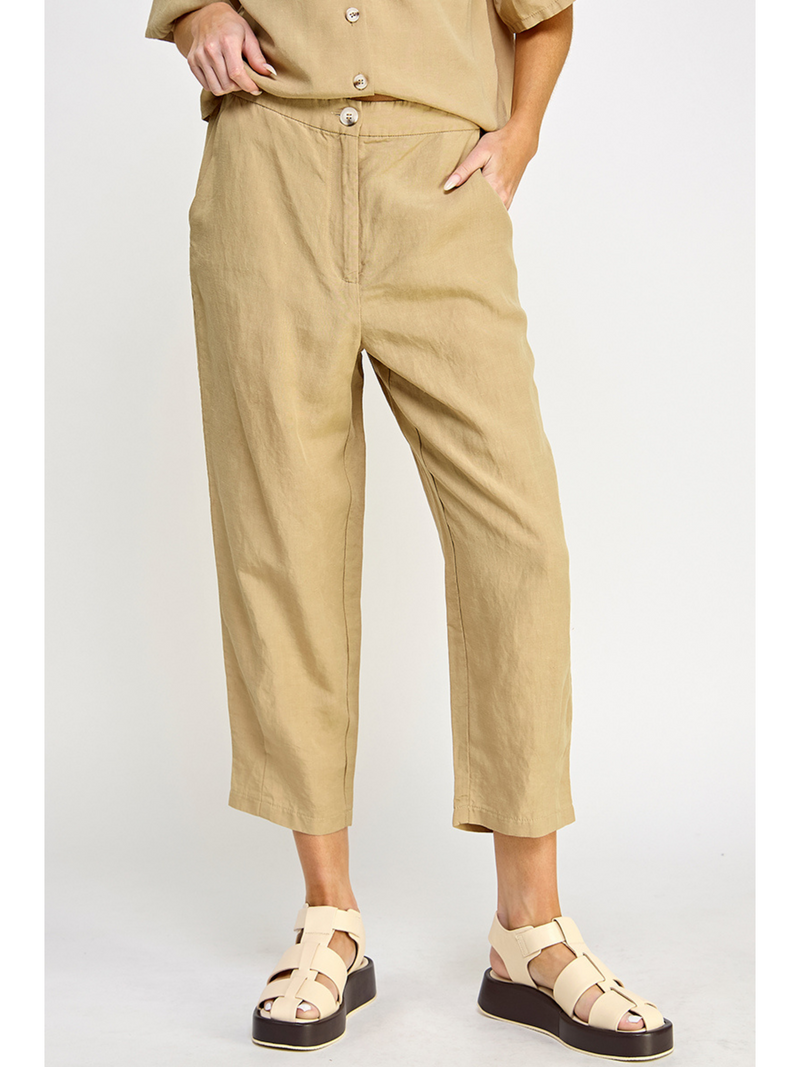 Wide linen crop pant