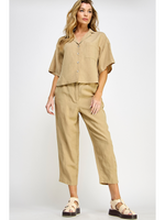 Wide linen crop pant